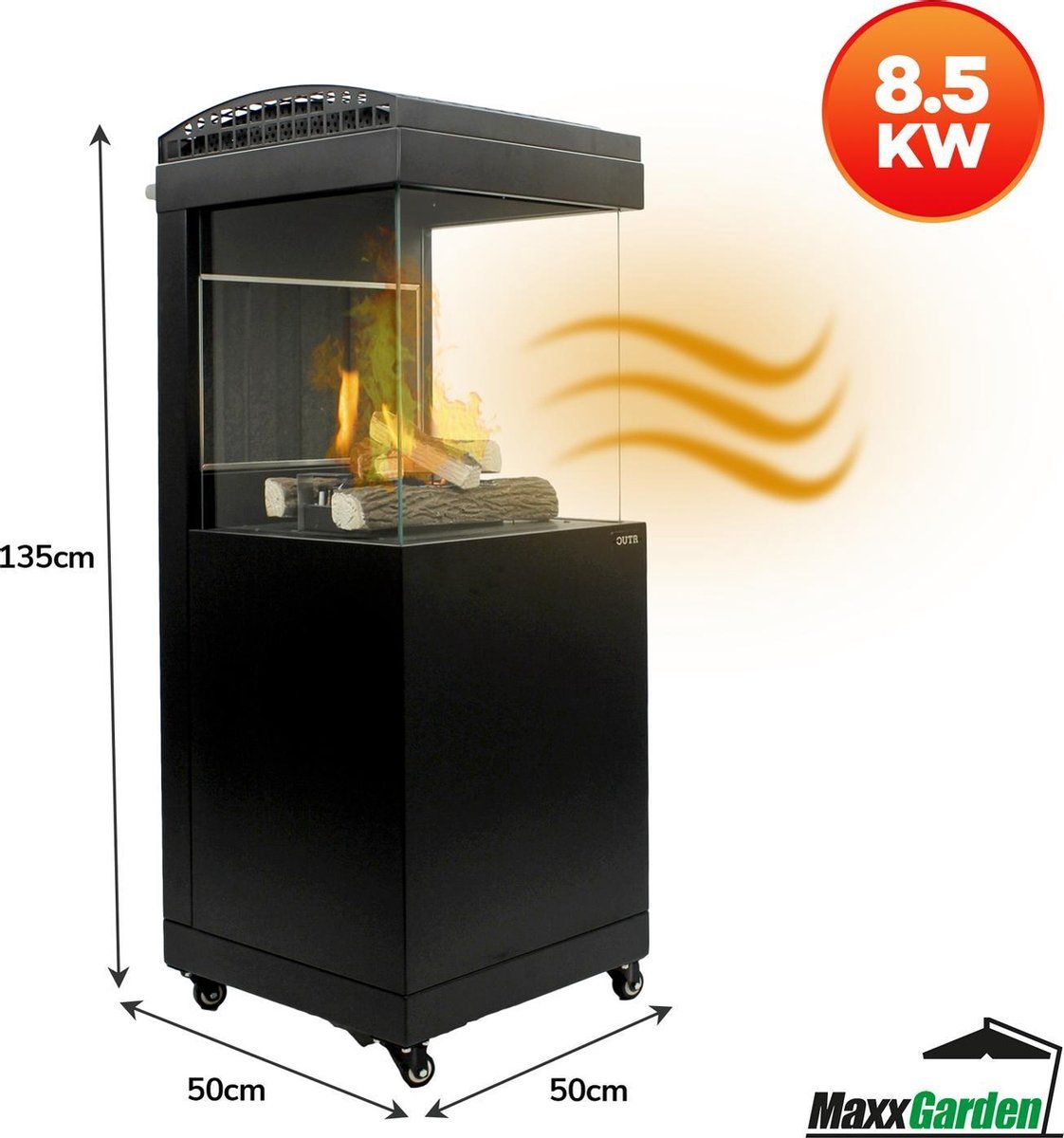 Terasový ohřívač – Venkovní plynový krb – 9 kW – Víko je součástí balení